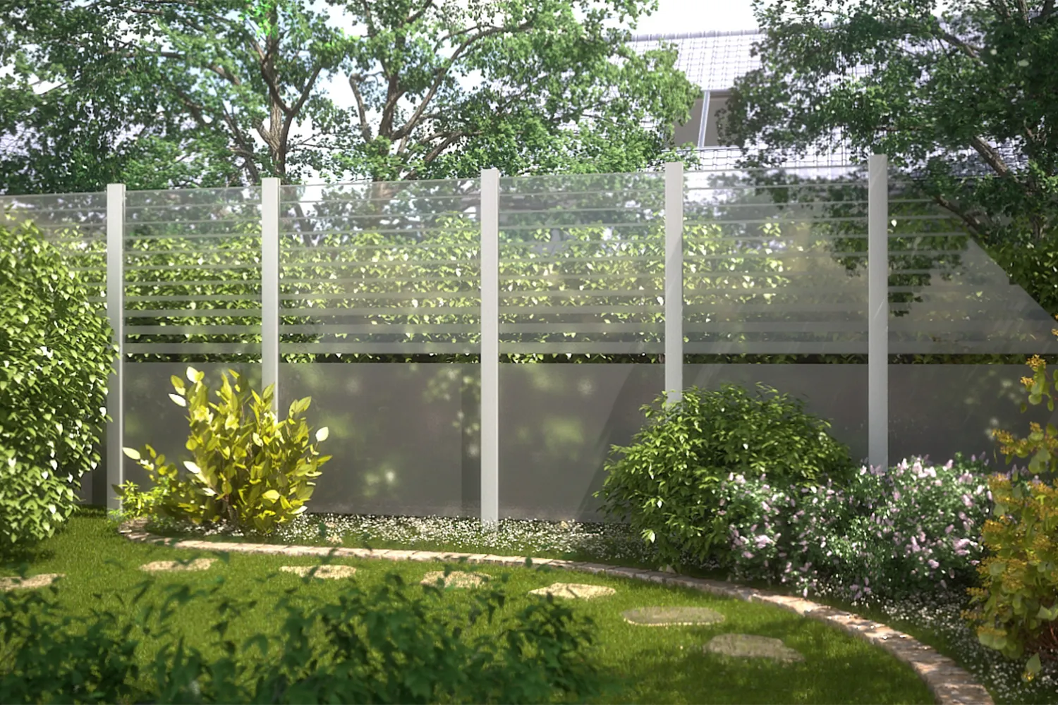 Glaspanelen voor tuinafscheiding